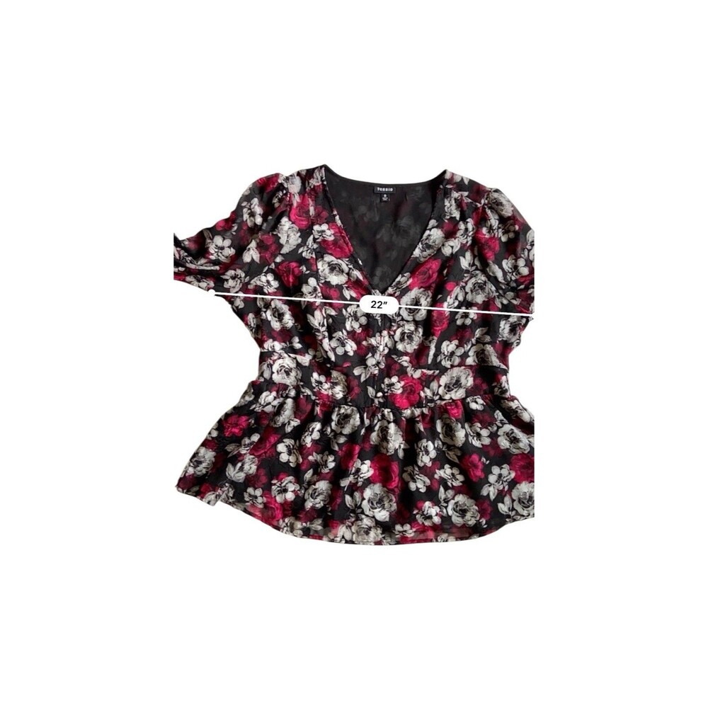 Torrid Womens Romantic Goth Peplum Top Size L Semi Sheer Dark Feminine Babydoll - Picture 16 of 16